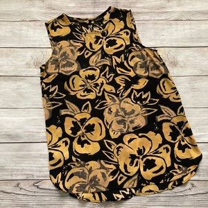 Who What Wear Floral Sleeveless Tank Top Blouse Women’s Size Small Yellow Black
